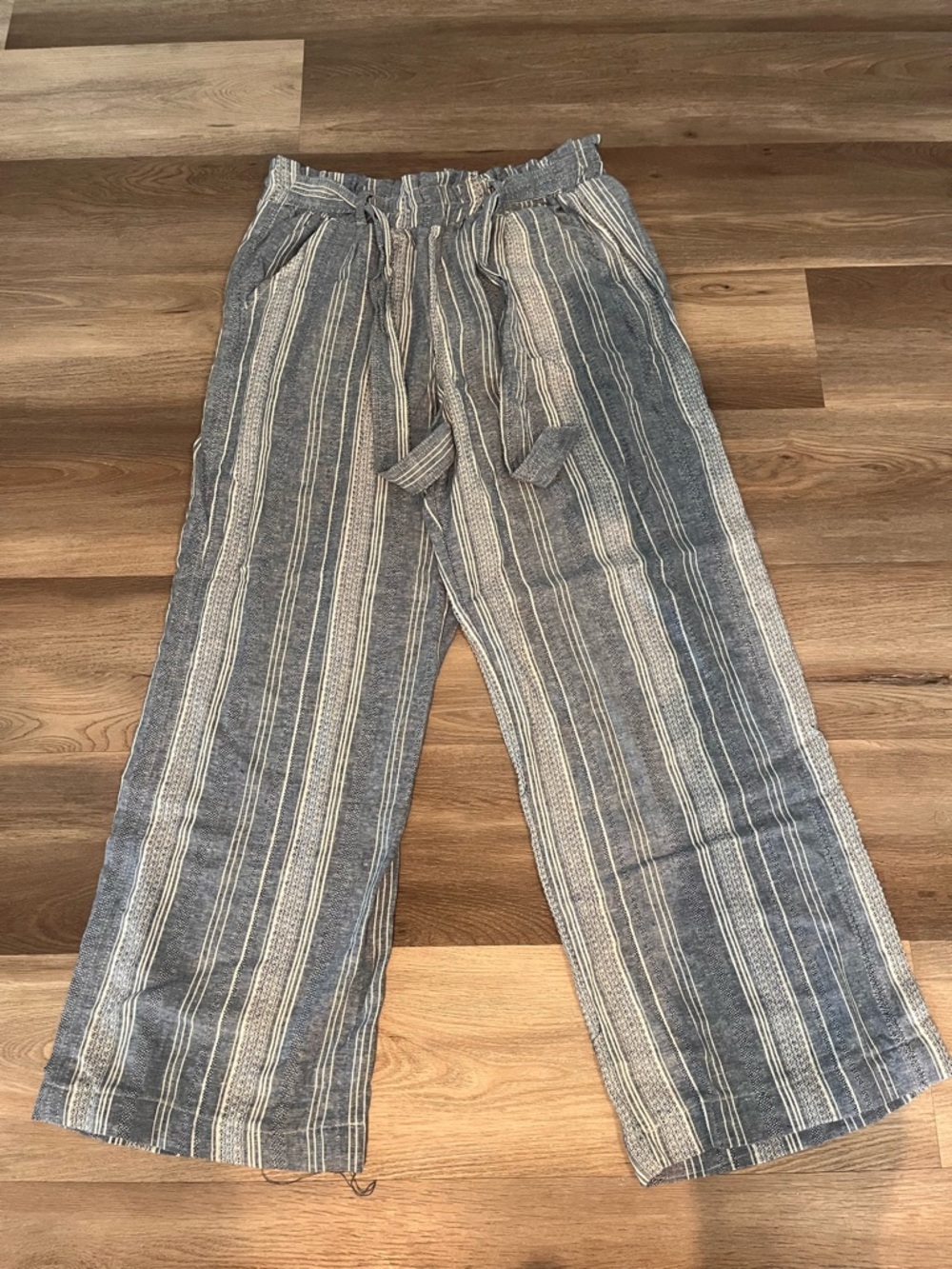 SO Blue and White Striped Drawstring Chinos